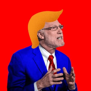 A photo illustration of Bob Bauer with Donald Trump hair 