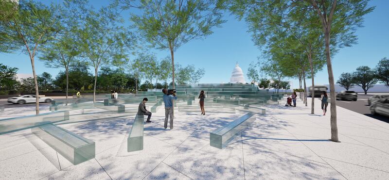 Artist renderings of the Fallen Journalist Memorial in Washington, D.C.