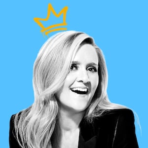 A photo illustration of Samantha Bee on The Daily Beast podcast.