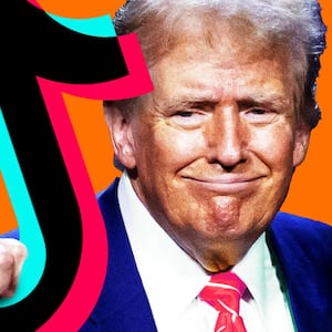 Donald Trump with the TikTok logo