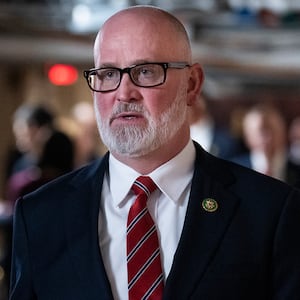 Rep. Derrick Van Orden, R-Wisc. leaves a meeting of the House Republican Conference.