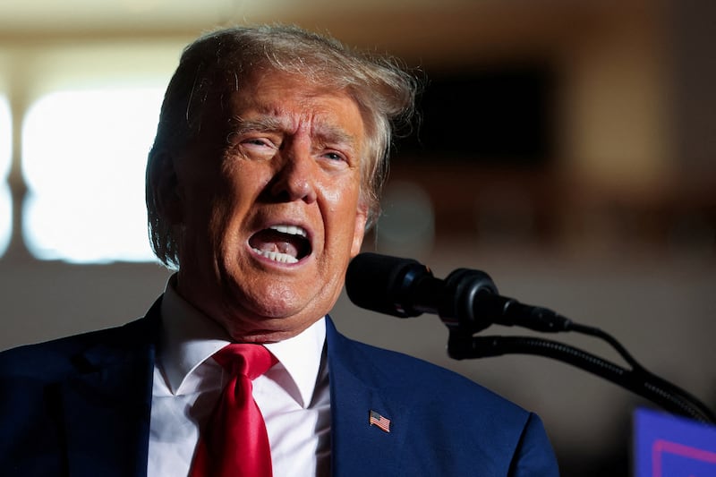 Former U.S. President and Republican presidential candidate Donald Trump speaks during a campaign rally in Erie, Pennsylvania.