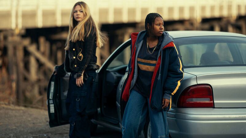 A photo including Chloe Guidry and Aiyana Goodfellow in the series Under the Bridge on Hulu