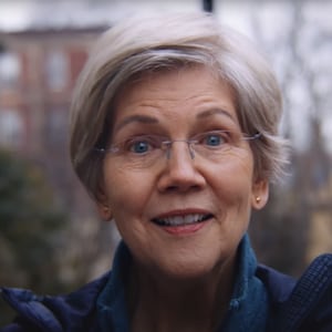 Sen. Elizabeth Warren announces her re-election campaign on March 27, 2023.