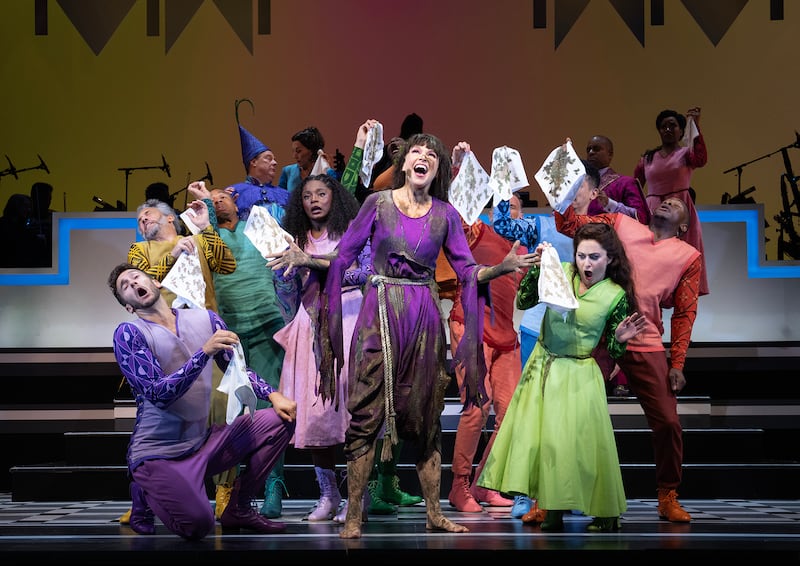 Sutton Foster, center, and company in 'Once Upon a Mattress.'