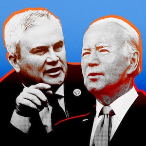 Illustration of James Comer and Joe Biden