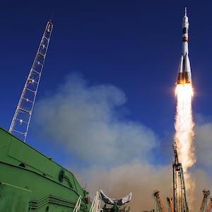 image of soyuz rocket taking off from kazakhstan into sky roscosmos russia united states america nasa