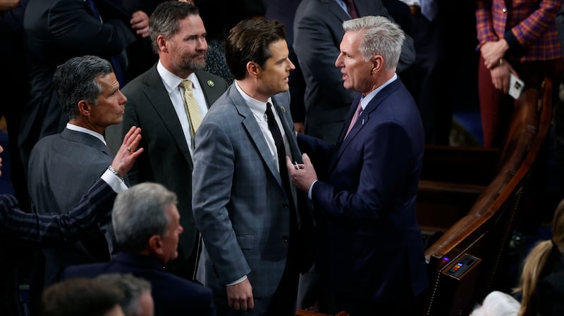 Rep.-elect Matt Gaetz (R-FL) and Republican Leader Kevin McCarthy (R-CA).