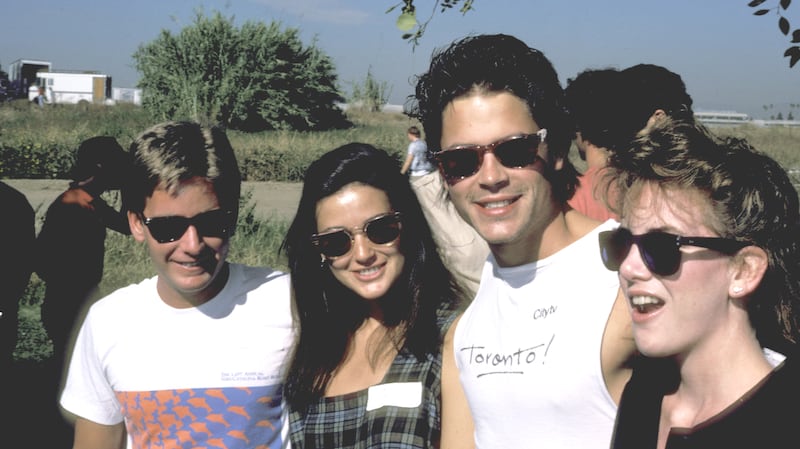 From left, Emilio Estevez, Demi Moore, Rob Lowe, and Melissa Gilbert in 1985.