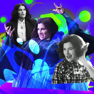 A photo illustration of Kathryn Hahn in Agatha All Along