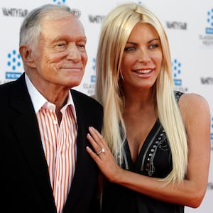 Hugh Hefner and his then-fiancee, Playboy Playmate Crystal Harris, in 2011. 