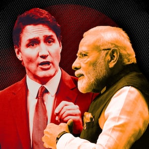 A photo illustration of Canada PM Justin Trudeau and India PM Narendra Modi. 