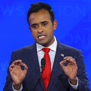 Republican presidential candidate and businessman Vivek Ramaswamy speaks during the fourth Republican candidates' U.S. presidential debate of the 2024 U.S. presidential campaign at the University of Alabama