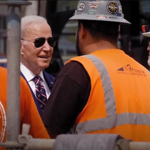 President Joe Biden speaks to union workers in a campaign ad.