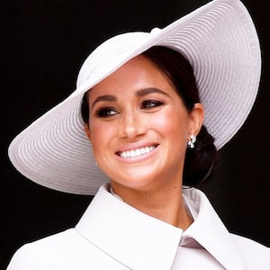 Meghan, Duchess of Sussex, leaves after attending the National Service of Thanksgiving at St Paul's Cathedral during the Queen's Platinum Jubilee celebrations on June 3, 2022 in London, England.