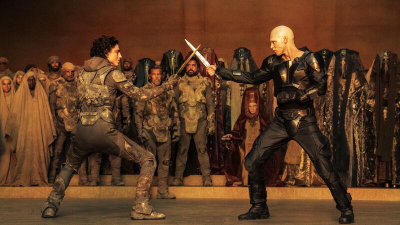 A photo including a still from the film Dune: Part Two