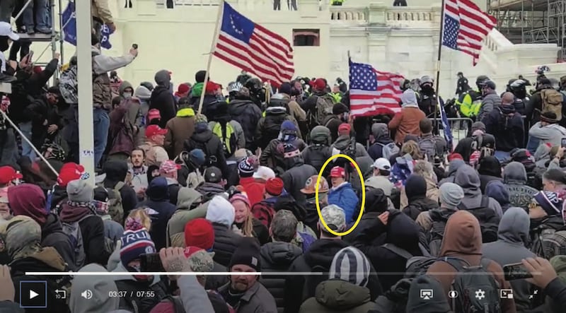 A screenshot of Sandra Lee Hodges outside the Capitol on Jan. 6.