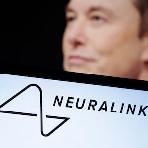 Neuralink logo and Elon Musk photo 