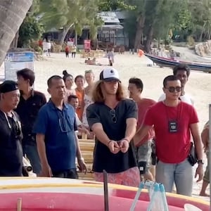 Daniel Sancho Bronchalo assists Thai police in the death and dismemberment of his Colombian traveling companion Edwin Arrieta Arteaga on the tourist island of Koh Phangan, Thailand, Aug. 6, 2023. 