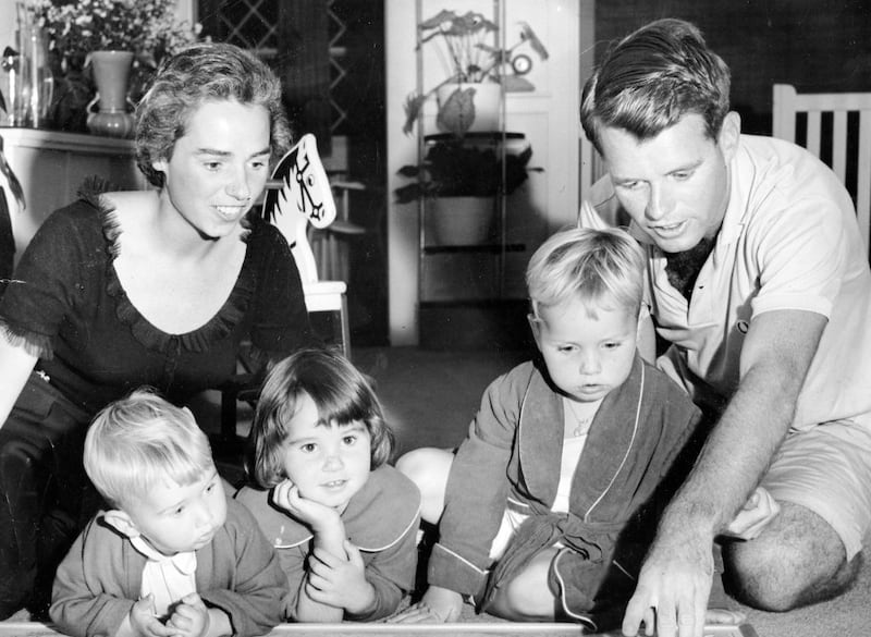 Robert F. Kennedy, right, is pictured with his wife Ethel, left, and their three children Bobby, Kathleen and Joseph at their summer home in Hyannis, Massachusetts.