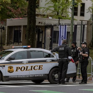 Police and Secret Service vehicle outside Israeli Embassy in D.C.