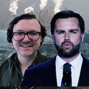 JD Vance and Caleb Miller against Appalachian background