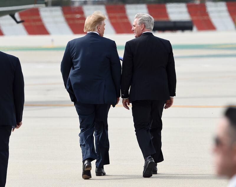 A photo including former President Donald Trump and House Speaker Kevin McCarthy