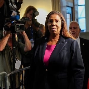 New York Attorney General Letitia James arrives at the Manhattan courthouse