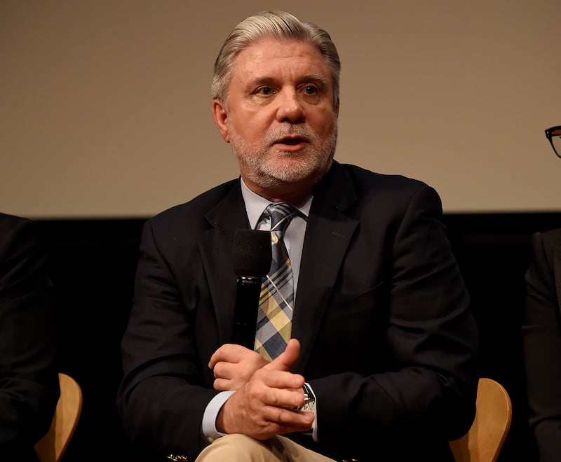 Mike Rinder speaks at the Linwood Dunn Theater in Hollywood, California on May 17, 2018.