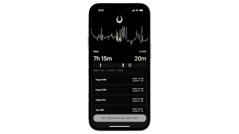 A screenshot of an app that allows you to track your lucid dreams. 