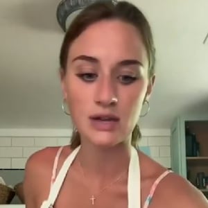 Lilly Gaddis speaks while cooking for a TikTok video.