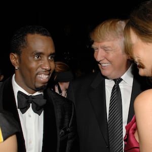 NEW YORK, NY - FEBRUARY 6: (L-R) Cassie, Sean Combs, Donald Trump and Melania Trump attend GUCCI and MADONNA host A NIGHT TO BENEFIT RAISING MALAWI AND UNICEF at the United Nations on February 6, 2008 in New York City. (Photo by JOE SCHILDHORN/Patrick McMullan via Getty Images)