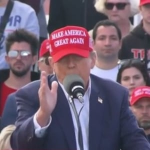 Former President Donald Trump speaks at a rally in Dayton, Ohio.