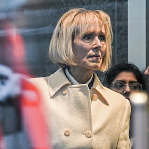 E Jean Carroll arrives for her defamation trial against former President Donald Trump at New York Federal Court on January 16, 2024 in New York City.