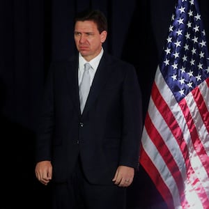 Ron DeSantis attends a press conference before he signs five state house bills into law at Cambridge Christian School in Tampa, Florida, U.S. May 17, 2023. 