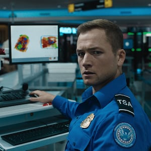 Taron Egerton as Ethan Kopek in Carry-On.