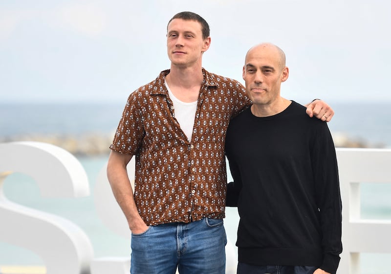 George Mackay and director Joshua Oppenheimer.