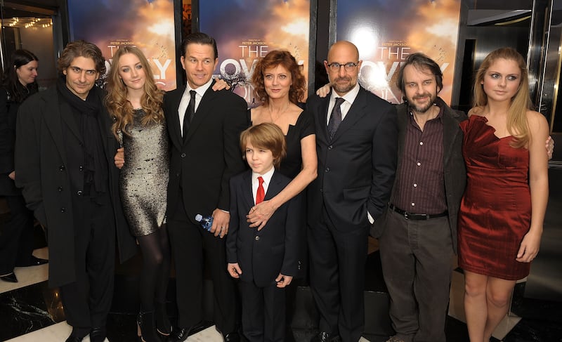 (L-R) Actors Michael Imperioli, Saoirse Ronan, Mark Wahlberg, Christian Ashdale, Susan Sarandon, Stanley Tucci, director Peter Jackson, and actress Rose McIver attend the special screening of 'The Lovely Bones' in 2009