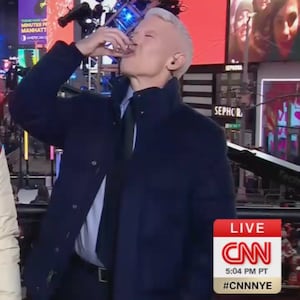 Anderson Cooper and Andy Cohen down a shot on CNN