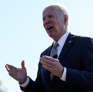 President Joe Biden speaks to reporters.