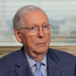 Mitch McConnell sitting for an interview.