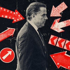 Photo illustration of Hunter Biden with red arrows pointing to him