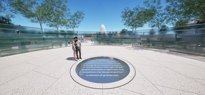 Artist renderings of the Fallen Journalist Memorial in Washington, D.C.