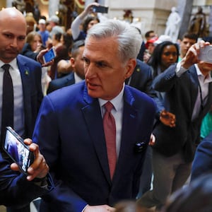 U.S. House Speaker Kevin McCarthy (R-CA) talks to reporters.