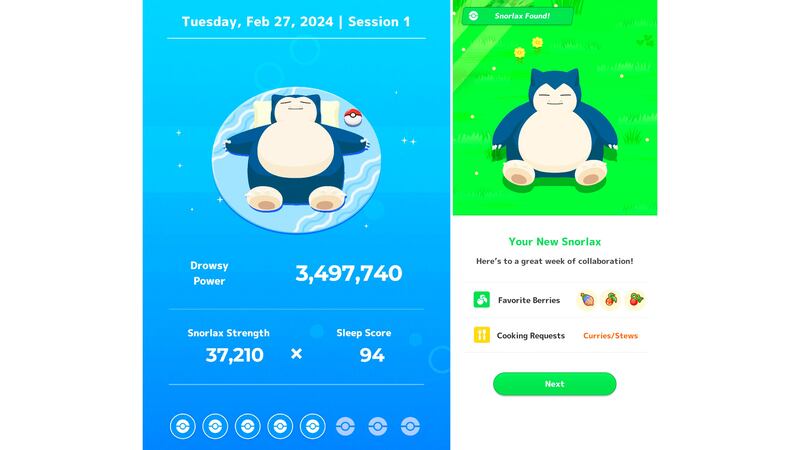 An illustration including photos of the Pokémon Snorlax for Pokémon Sleep Tracking App.