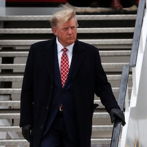 Former U.S. President and Republican presidential candidate Donald Trump arrives at Aberdeen International Airport in Aberdeen, Scotland, Britain May 1, 2023.