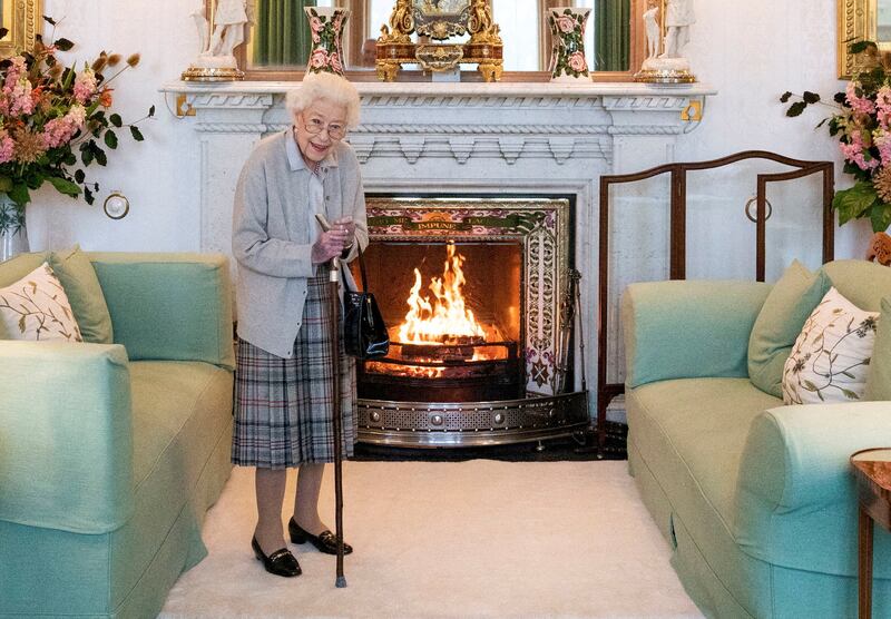 Queen Elizabeth waits in the Drawing Room before receiving Liz Truss for an audience, at Balmoral Castle, Scotland, Britain September 6, 2022.