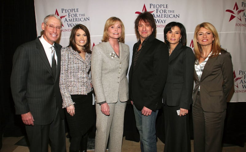 Henry Schleiff, Kimberly Guilfoyle Newsom and Catherine Crier of Court TV, musician Richie Sambora and Lisa Bloom and Jami Floyd of Court TV attend People For the American Way "Spirit of Liberty" Gala at Plaza Hotel on March 8, 2005 in New York City.