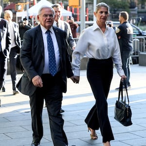 U.S. Senator Robert Menendez, Democrat of New Jersey, and his wife Nadine Menendez arrive at Federal Court for a hearing on bribery charges in connection with an alleged corrupt relationship with three New Jersey businessmen 