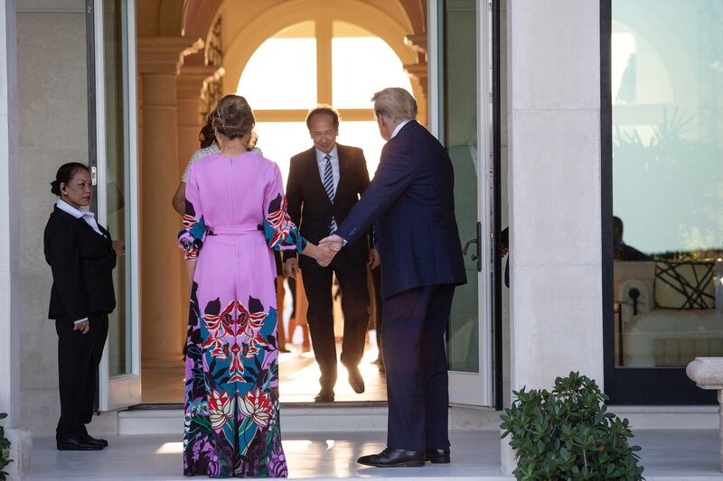 John Paulson welcomes Donald and Melania Trump to his home in Palm Beach